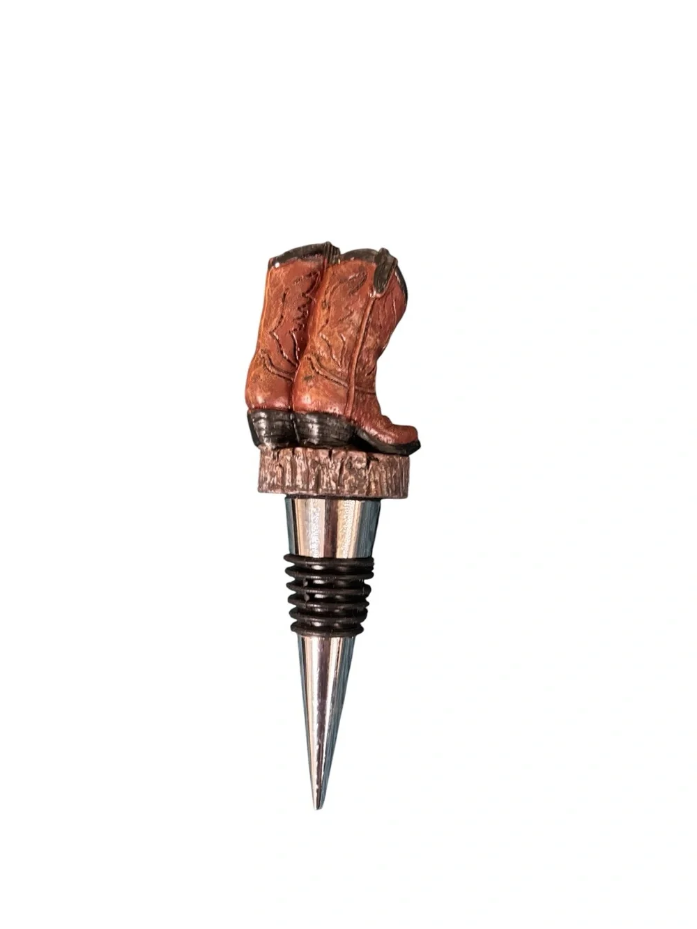 Foster & Rye Cowboy Boot Bottle Stopper 5”Polyresin and Chrome SheShed Mancave